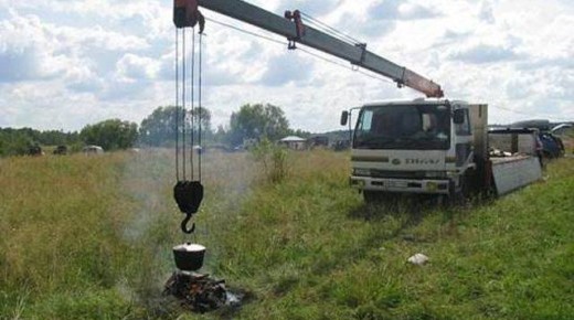 Grillen auf der Baustelle